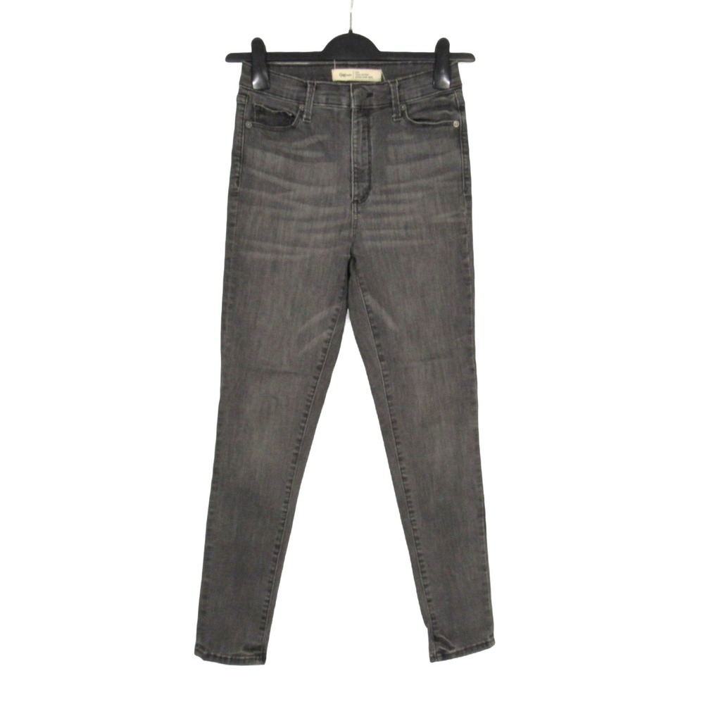 GAP 1969 Vintage Gray SUPER HIGH RISE Stretch Denim TRUE SKINNY JEANS Sz 28-R